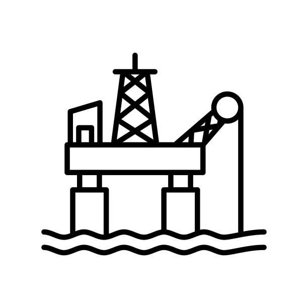 石油プラットフォームアイコン - oil rig illustrations点のイラスト素材／クリップアート素材／マンガ素材／アイコン素材