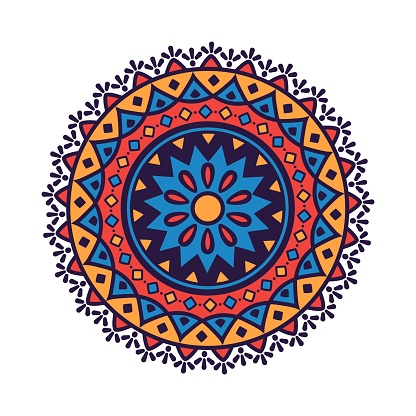 istock Floral hand drawn mandala colorful ornament. 1632100702