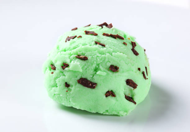 Scoop of green ice cream