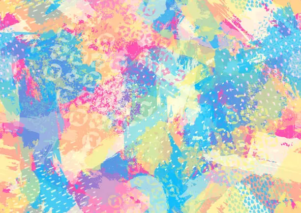 Vector illustration of Seamless colorful pastel paint patterns