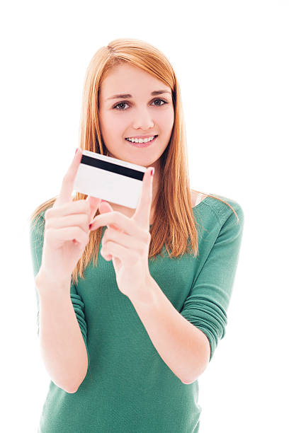 istock Attractive young woman with credit card 163218166