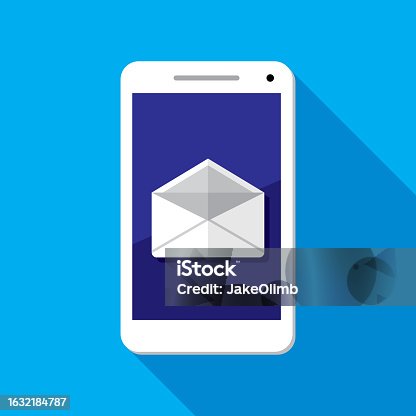 istock Envelope Open Smartphone Icon Flat 1632184787