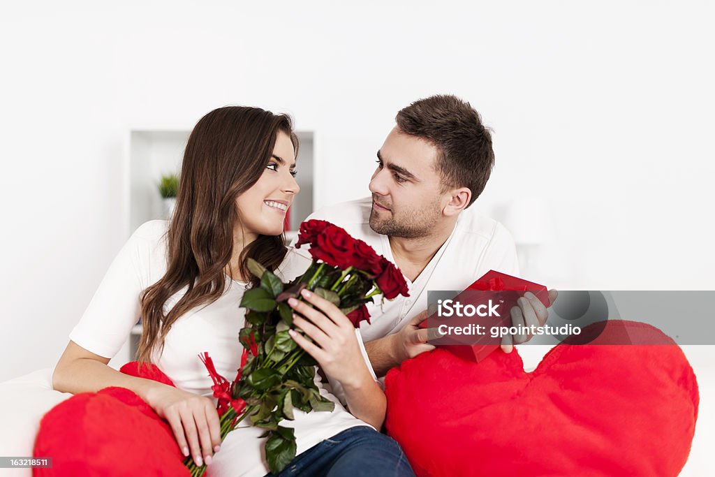 Smiling couple celebrating Valentine's day 20-29 Years Stock Photo