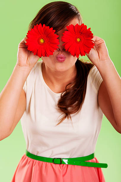 istock Woman have fun with spring flower 163218621