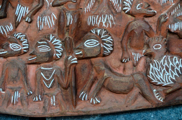 istock Antique Carved Wood Bas Relief 1632187609
