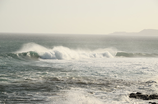 Big Blue Wave Breaks in the Atlantic Ocean