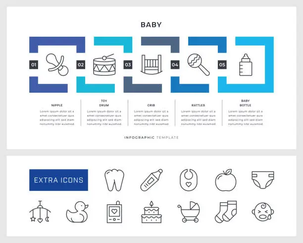 Vector illustration of Baby Infographic Template and line icons