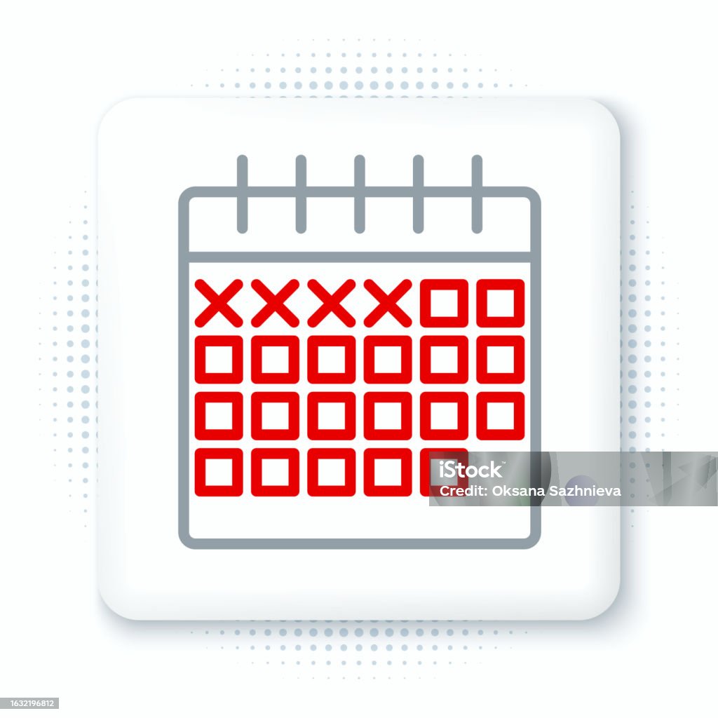 Line Calendar Icon Isolated On White Background Colorful Outline Line Calendar Icon Isolated On White Background Colorful Outline