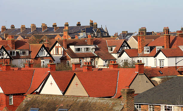 istock Red tiled houses in city 163223082