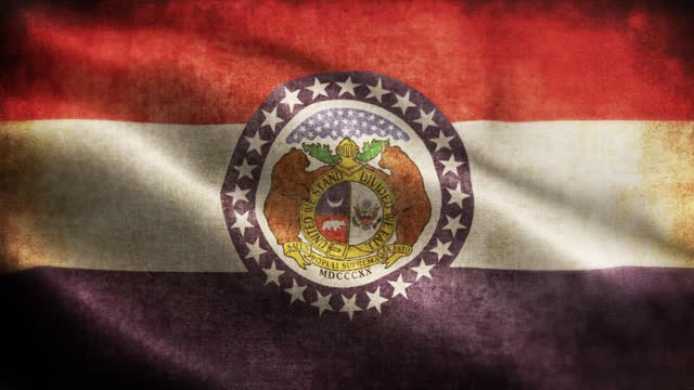 American State Closeup of grunge Missouri waving flag loopable stock video