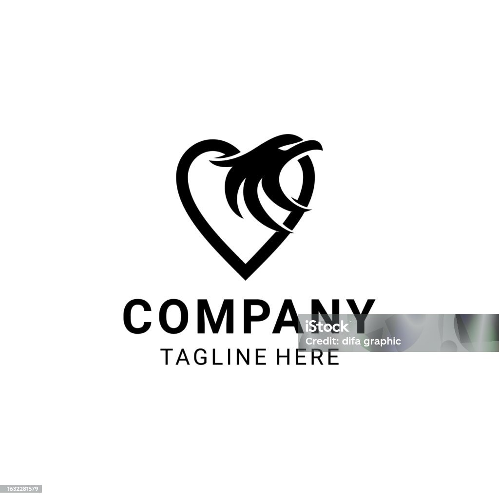 Heart Hawk Illustration Abstract Heart With Hawk Head Sign Vector Template Stock ...
