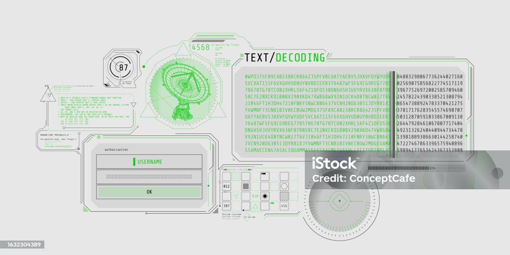 Futuristic Hud Interface For Radio Telescope Data Decoding Stock ...