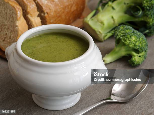 Broccoli Soup Stock Photo - Download Image Now - Appetizer, Bowl, Bread