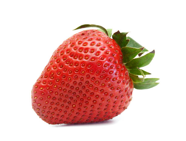 istock Fresh red ripe strawberry isolated on white, macro image 1632325328