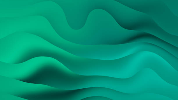 Green color background soft cut waves. Shadows and fluid paint fluidity, abstract gradient background