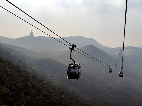 View from the Ngong Ping 360, a cable car in Lantau Island in Hong Kong. It connects Tung Chung, on the north coast of Lantau with the Ngong Ping area that is home of the Po Lin Monastery and the Tian Tan Buddha.