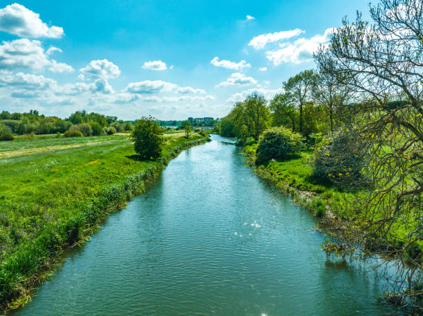 Drone view of Lakes Nature Reserve in UK