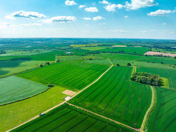 istock Directly above views of fields in England 1632424654