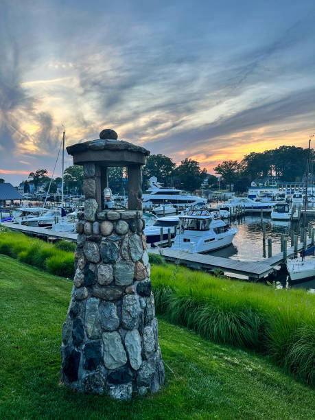 istock Sunset over South Haven, Michigan harbor 1632453544