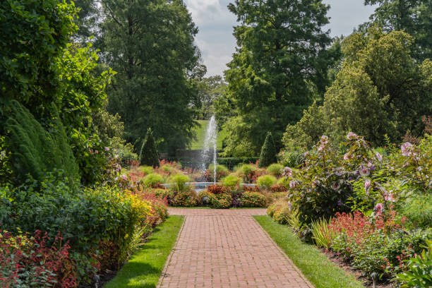 Fountain at Longwood Gardens stock photo