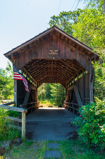 Eagle Point, OR / USA - 1 JUL 2022: Historic Lost Creek Bridge, Number 239, build around 1881
