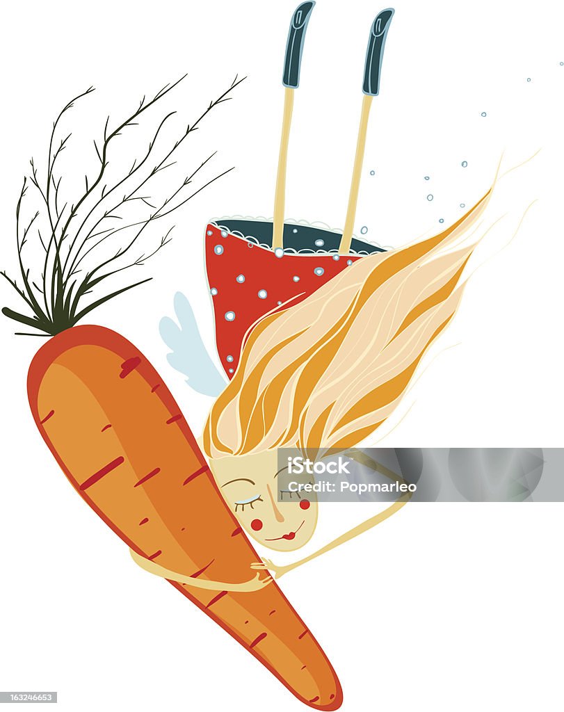 Здоровая Девушка с Морковь - Векторная графика Векторная графика роялти-фри