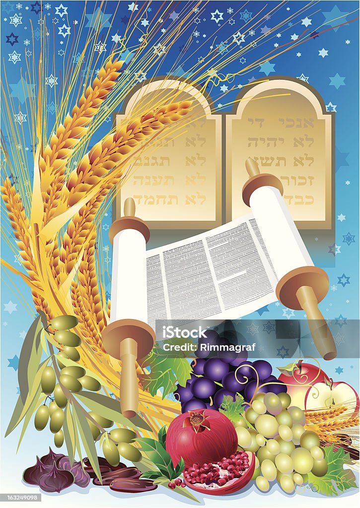 Shavuot Shavuot - talent to Jews of a Torah on mount Sinai at the Outcome from Egypt Shavuot stock vector