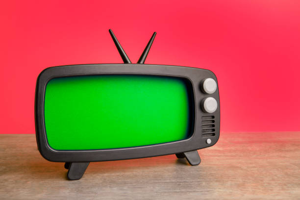 istock Green Screen Television Set on Red Background 1632491506
