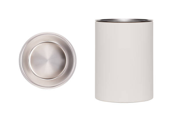istock Realistic white cylindrical carton box with silver lid isolated from background 1632525522