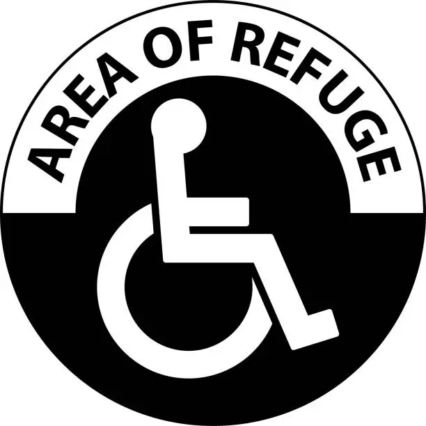 Vector illustration of Floor Sign Area of Refuge, with Handicap Symbol