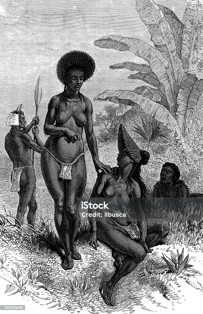 Personas africanas en 1870'tanganica (Tanzania) - Ilustración de stock de Adulto libre de derechos