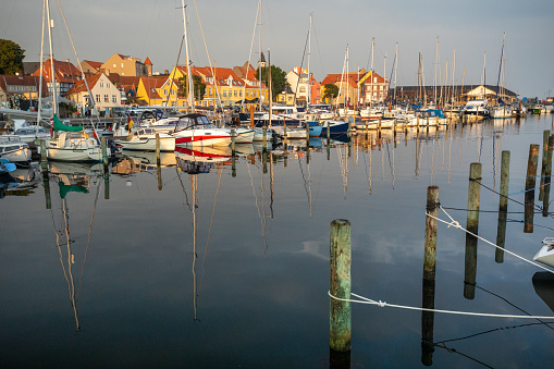 Boats moored at the waterfront in Faaborg, Funen, Denmark