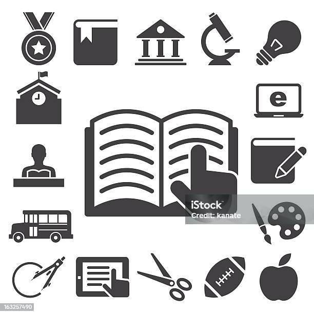 Education Icons Set Stock Illustration - Download Image Now - Adult, Apple - Fruit, Art