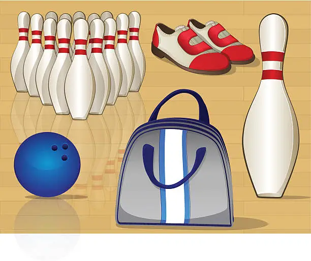 Vector illustration of Bowling Equipment Icons