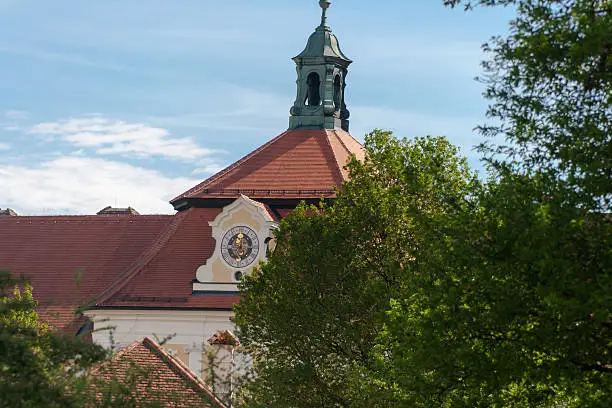 Tower with a clock tower of the monastery Seitenstetten