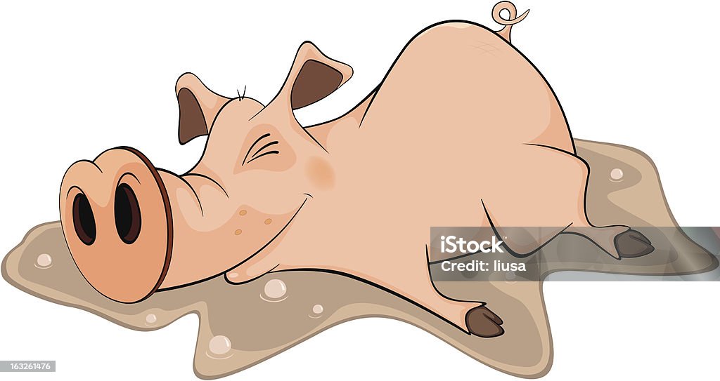 Porc et une piscine - clipart vectoriel de Animaux de compagnie libre de droits