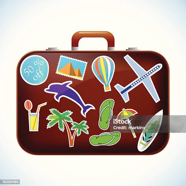 Valise De Voyage Avec Pastilles Isolé Vecteurs libres de droits et plus d'images vectorielles de Activité - Activité, Arbre, Aventure