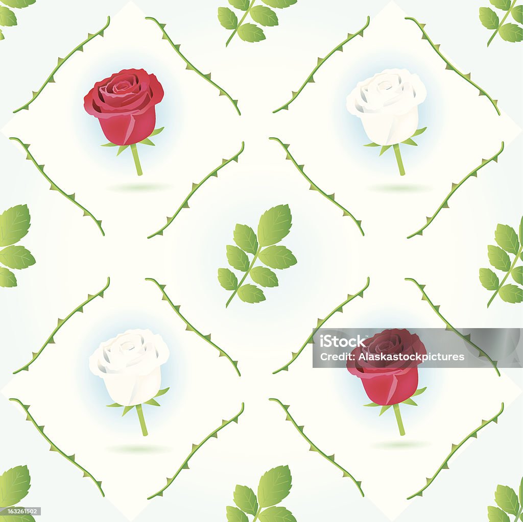 seamless rojo/blanco rosepattern. - arte vectorial de Blanco - Color libre de derechos