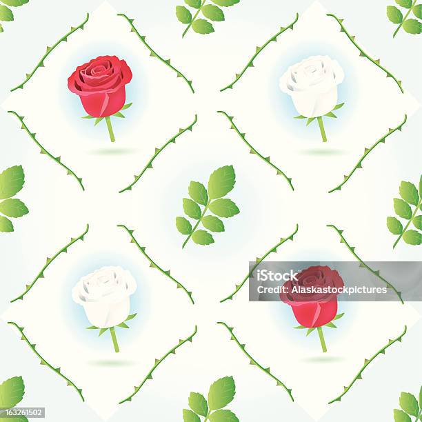 Ilustración de Seamless Rojoblanco Rosepattern y más Vectores Libres de Derechos de Blanco - Color - Blanco - Color, Cabeza de flor, Decoración - Objeto