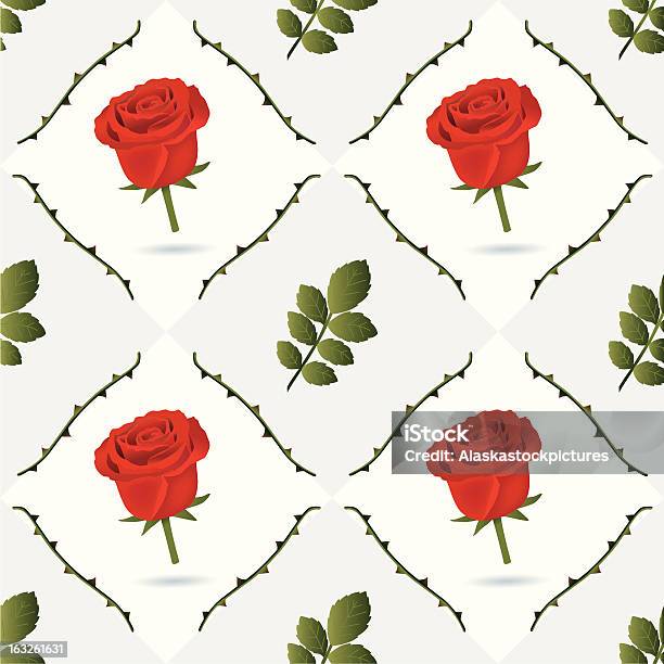 Seamless Red Roses Pattern Stock Illustration - Download Image Now - Decoration, Flower Head, Green Color
