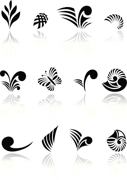 maorys koru elementy projektu zestaw eps10 - pattern koru maori indigenous culture stock illustrations