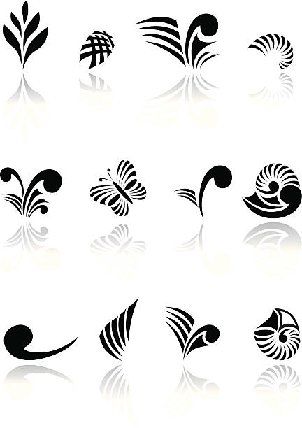 Maori Koru Design Elements Set EPS10 Collection of Maori Koru Design Elements with Reflections EPS File - contains transparencies koru stock illustrations