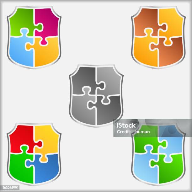 Puzzle Shields Vecteurs libres de droits et plus d'images vectorielles de Armoiries - Armoiries, Bouclier, Concepts