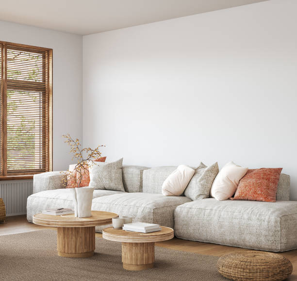 istock Home mockup, room in light pastel colors 1632627770