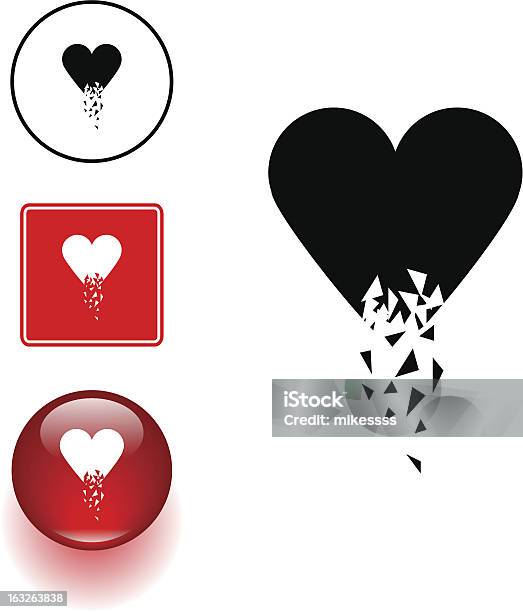 Ilustración de Corazón Roto Símbolo Signo Y El Botón y más Vectores Libres de Derechos de Amor - Sentimiento - Amor - Sentimiento, Ataque cardíaco, Brillante