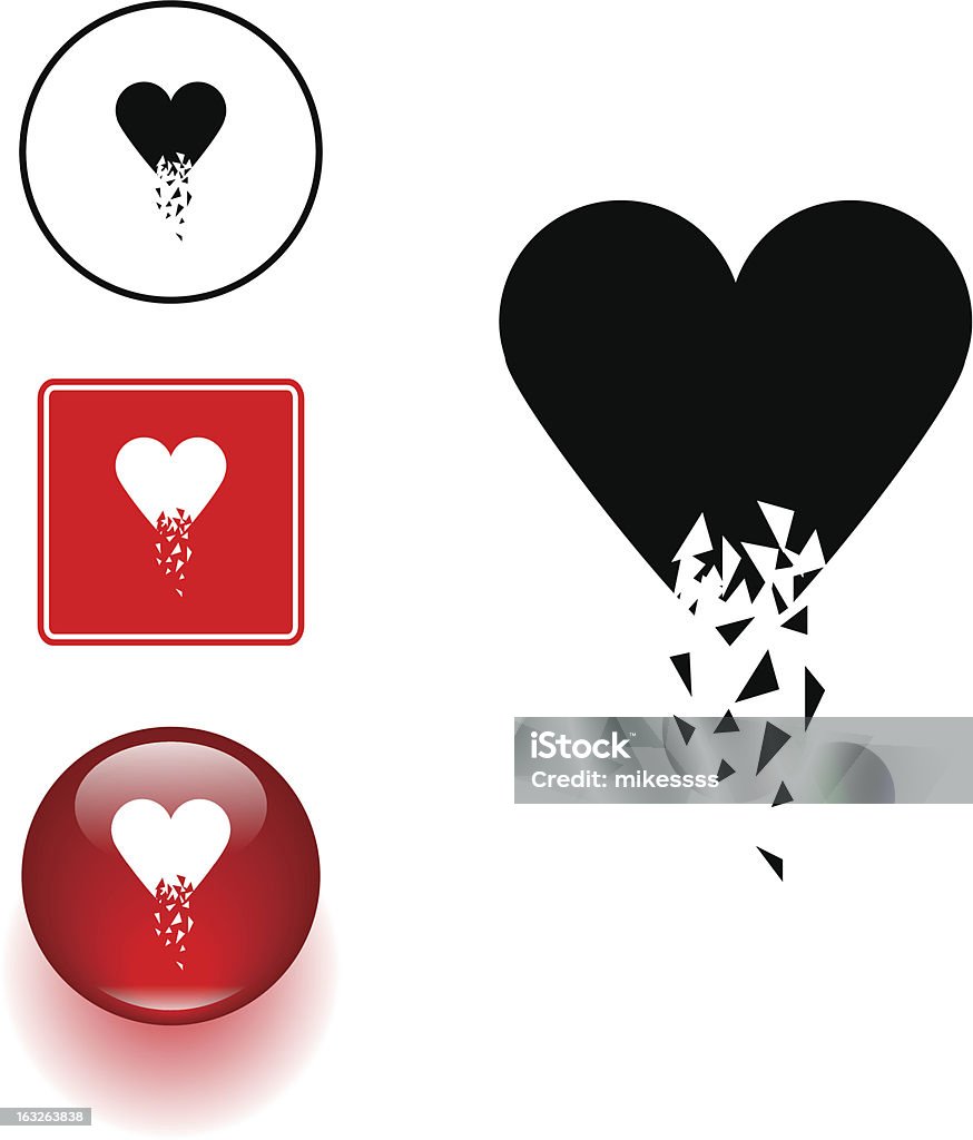 Partido símbolo de coração e placa de botões - Vetor de Amor royalty-free
