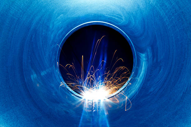 Welding Weld sparks in the tube automobile industry photos stock pictures, royalty-free photos & images