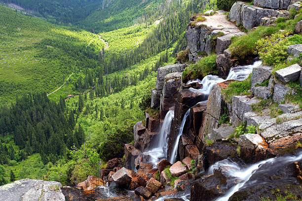 Czech republic - Krkonose waterfall Pancavsky Czech republic - Krkonose waterfall karkonosze mountain range photos stock pictures, royalty-free photos & images