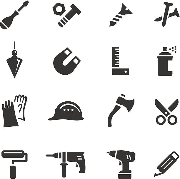 Basic - Tools and Construction icons Vector illustration, Each icon can be used at any size.  plumb line stock illustrations