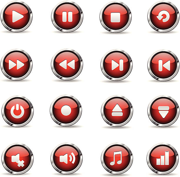 web ボタンと音楽のコントロールのアイコンセット - playing dvd cd rom equipment点のイラスト素材／クリップアート素材／マンガ素材／アイコン素材